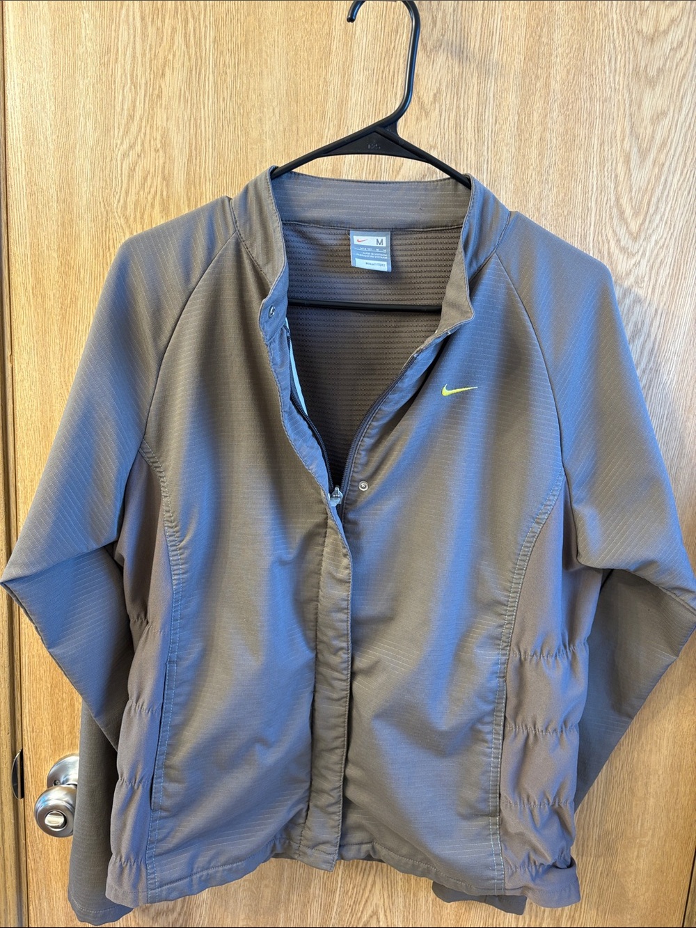 Nike Women's Olive/Grey Bomber Jacket with Neon Swoosh